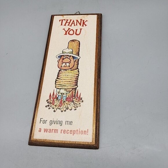 Vintage Wooden Plaque Wall Hanging Thank You Warm Reception 10x4" - Picture 1 of 3